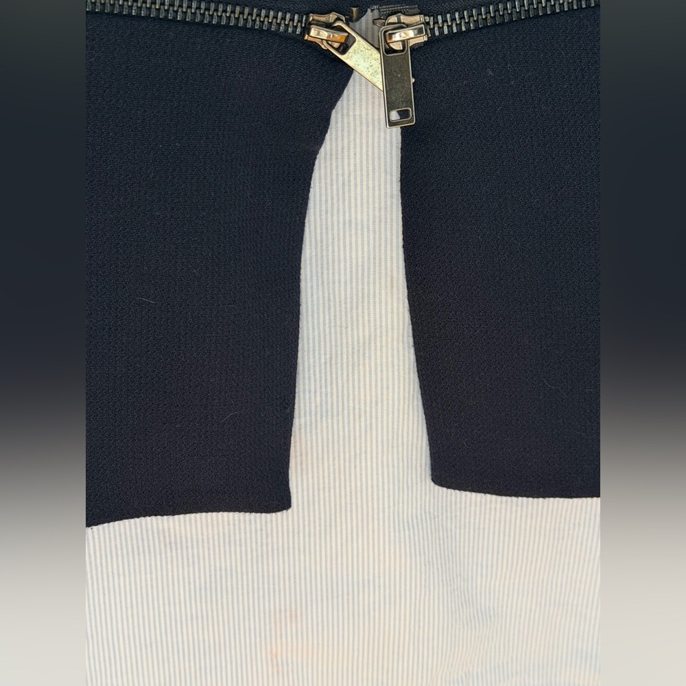 Zara Layered Zipper Blue White Blouse Top – XS - Picture 7 of 11